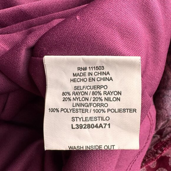 Lily White Womens M Velvet Burnout Top With Ruffle Tiered Sleeves & Floral Print - Picture 4 of 9